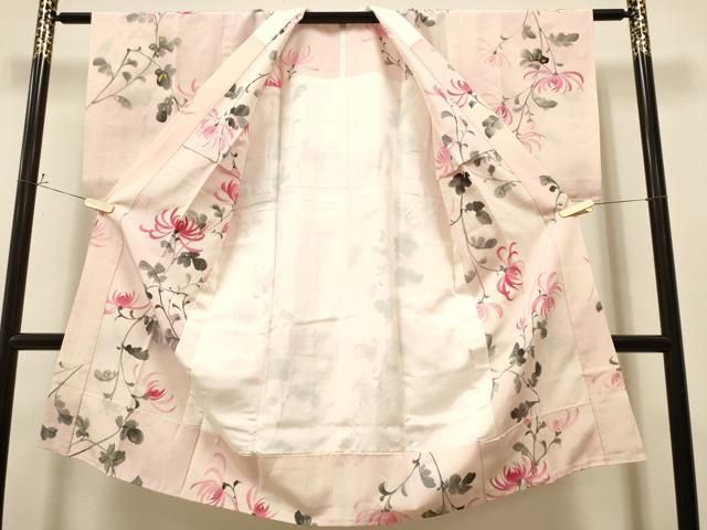 平和屋着物○長襦袢 無双仕立て 手描き 枝菊文 暈し染め 金彩 洗える