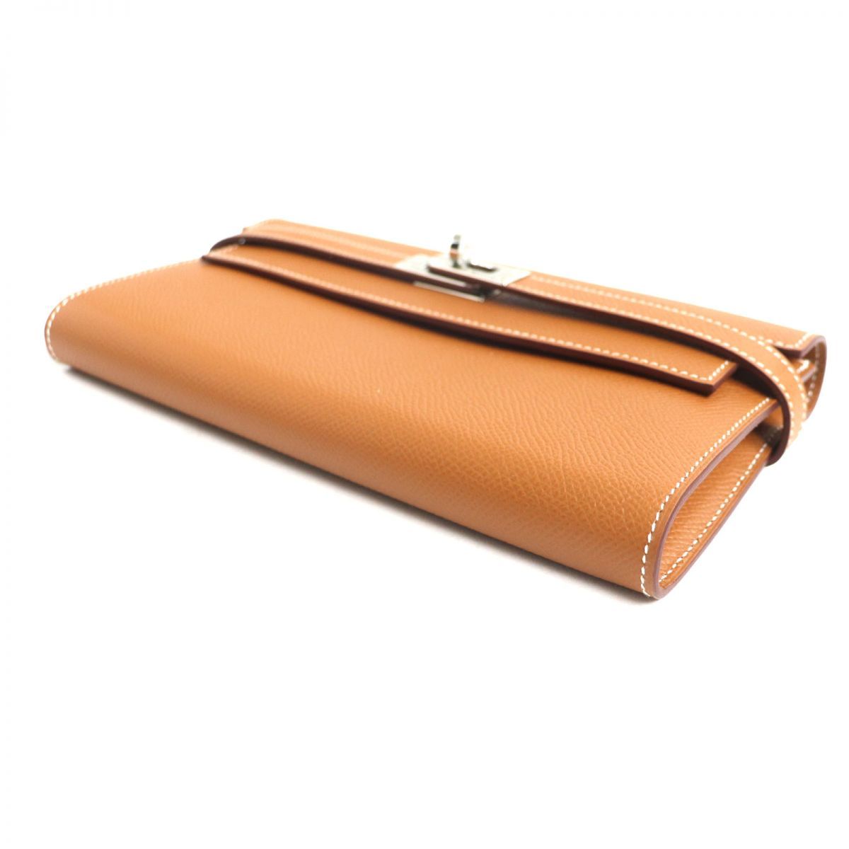 未使用品▼HERMES エルメス ケリーウォレット ヴォーエプソン レザー 長財布 ゴールド シルバー金具 仏製 レディース D刻印 箱付き 未使用品▽HERMES エルメス ケリーウォレット ヴォーエプソン レザー