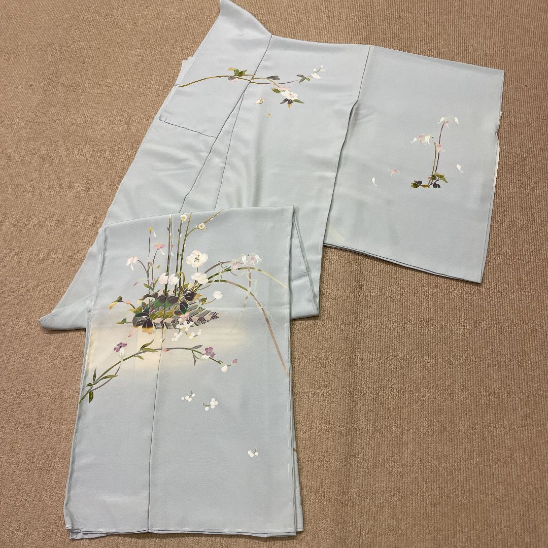 新品 新作 逸品 松本健一作 訪問着 浅黒い 仮絵羽 京加賀友禅 京
