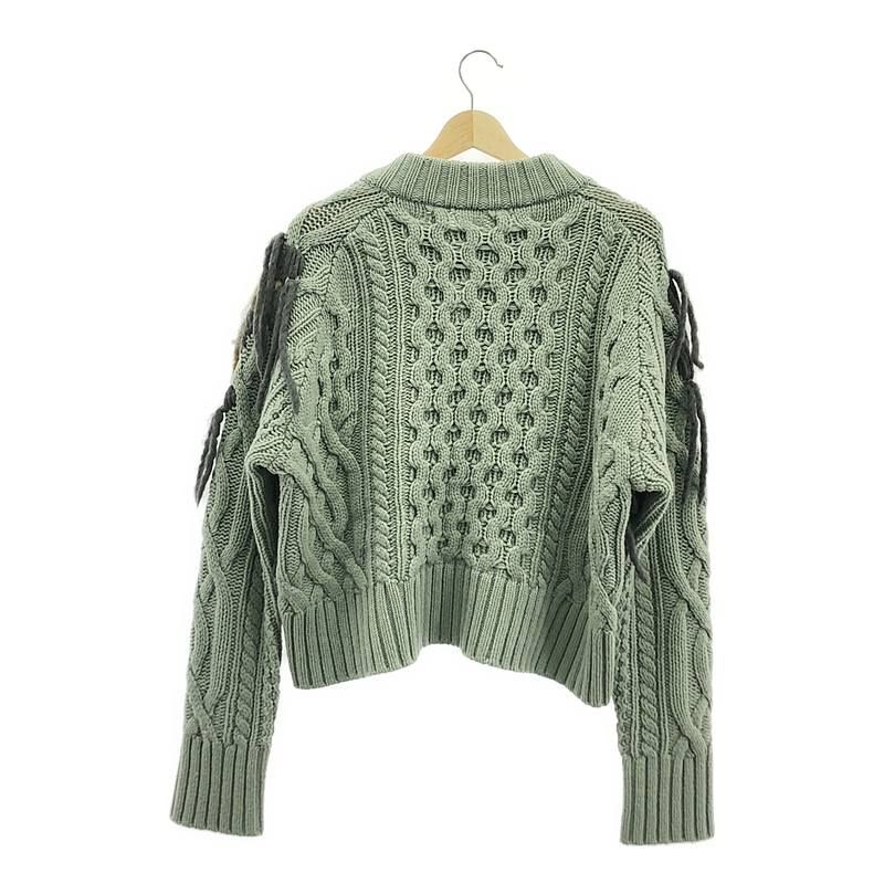 sacai / サカイ | 2022AW | フリンジ ケーブルニット | 2 | グレー