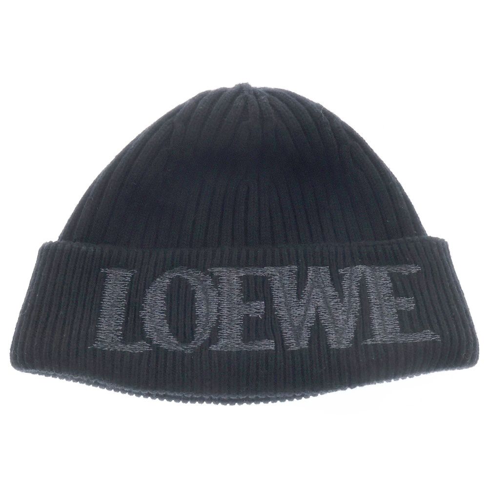 LOEWE ロエベ Wool Logo Beanie F540257X23 ウール ロゴビーニー ニット帽 ブラック