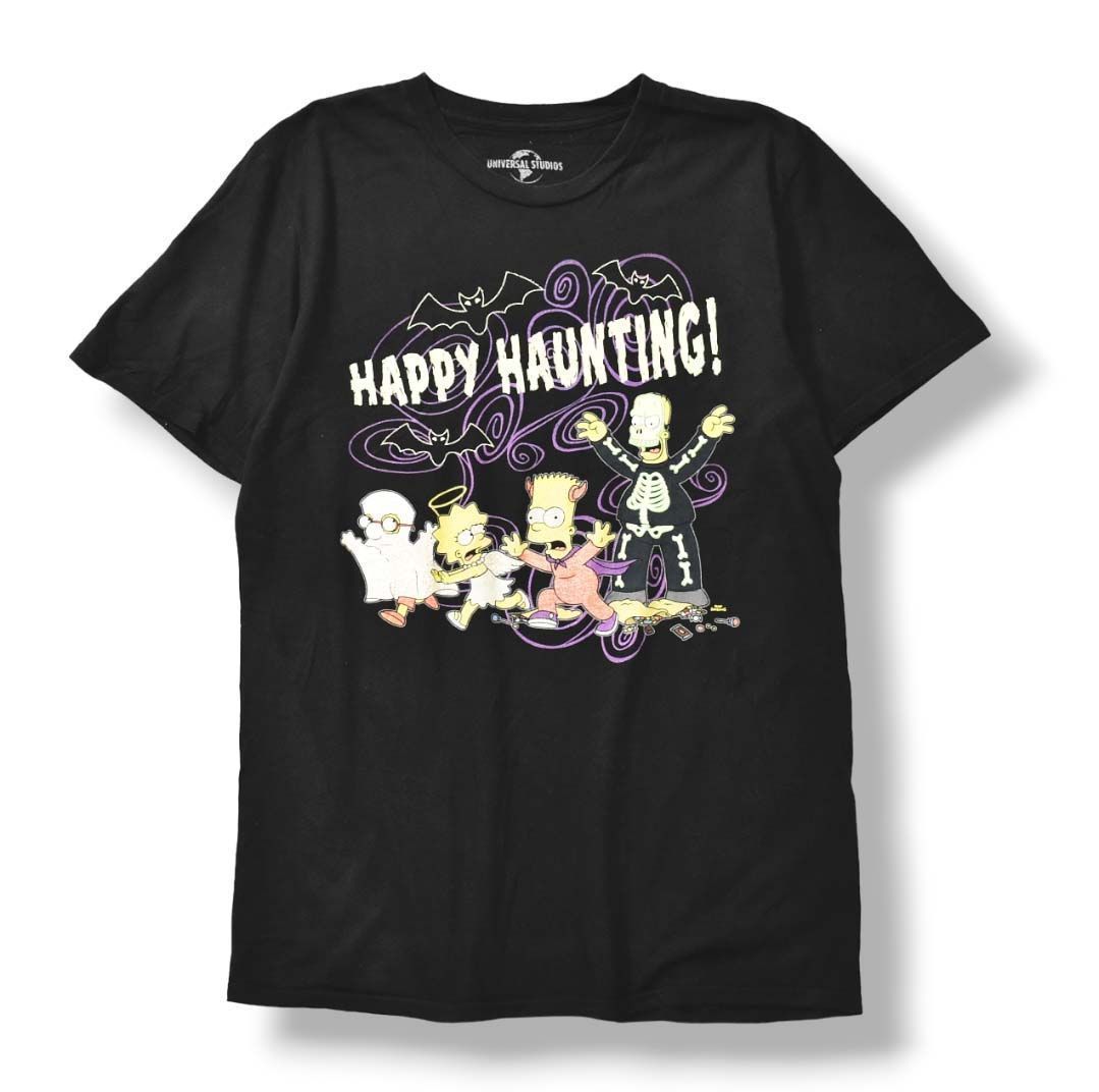 【ハロウィン限定】 ユニバーサルスタジオ シンプソンズ 蓄光プリント ハロウィン Tシャツ M 黒