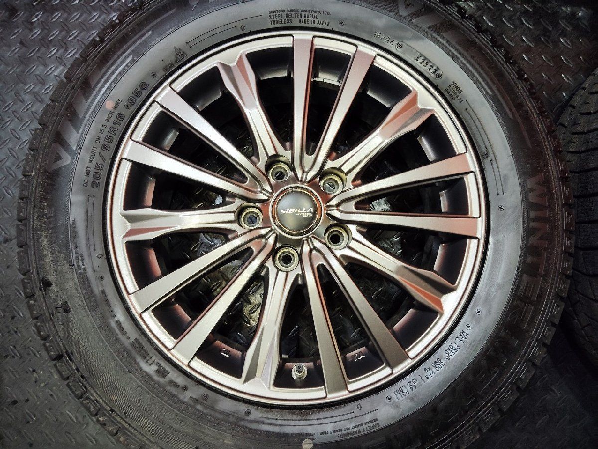 【DUNLOP WM03 205/65R16】スタッドレス【SIBILLA NEXT WS 16インチ 6.5J5HPCD114.3+38】22年製 バリ溝 ヤリスクロス等　(KTN367) DUNLOP WM03 205/65R16】スタッドレス【SIBILLA NEXT WS 16インチ 6.5