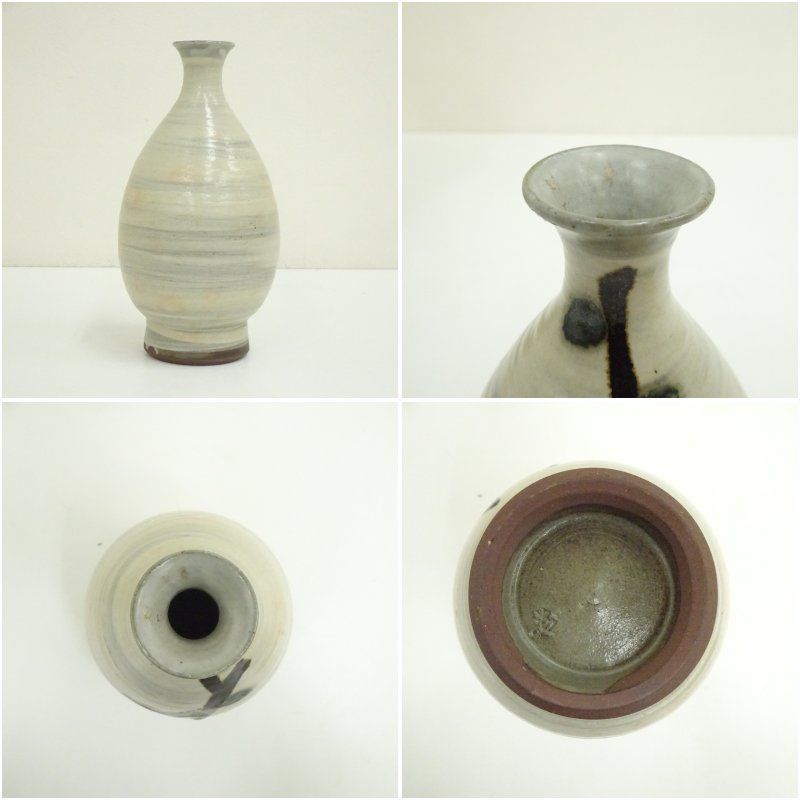 茶道具　無名異焼　砧型　花瓶　花入　佐州窯　　渡辺陶三　共箱　陶芸　新潟　佐渡 茶道具 無名異焼 砧型 花瓶 花入 佐州窯 渡辺陶三 共箱 陶芸
