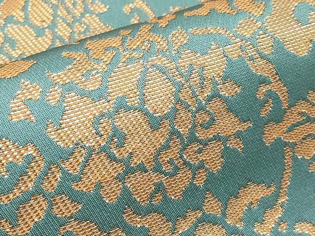 平和屋本店□極上 龍村晋謹製 全通柄袋帯 大明風車筋牡丹文錦 金糸