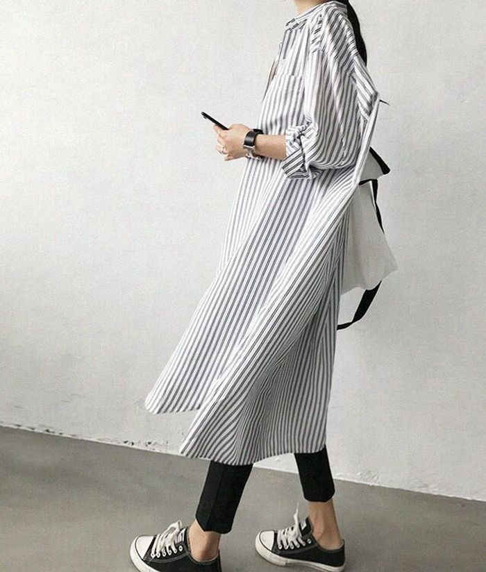 新品 シャツワンピース ロングシャツ ワンピース ミディアム丈