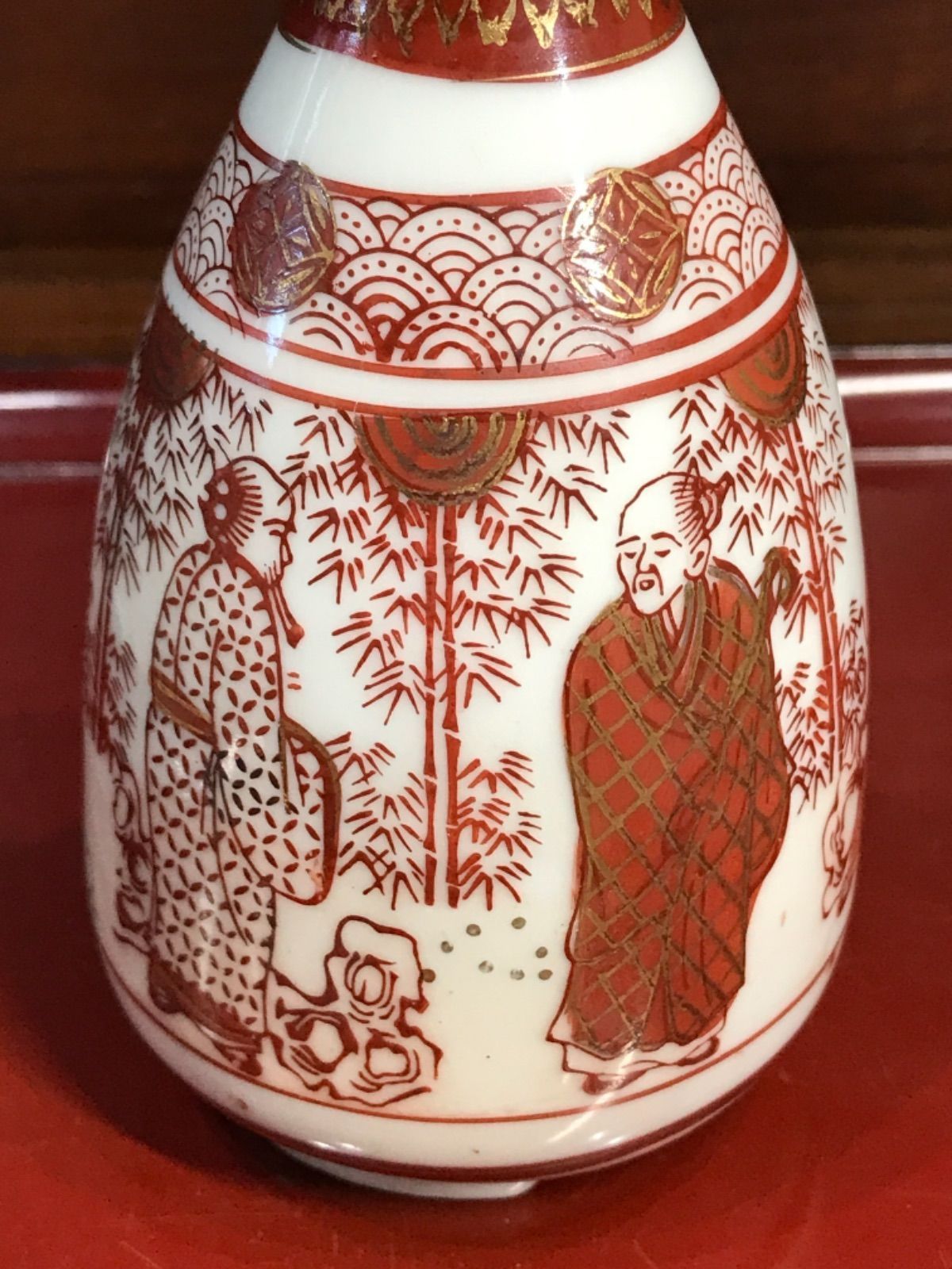 九谷 赤絵の徳利 赤絵金彩(金襴手)竹林賢人文徳利 - メルカリ