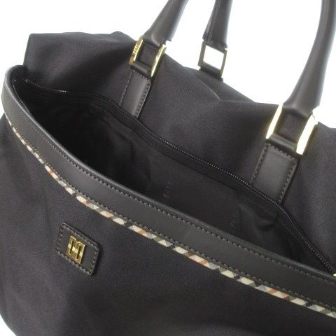 ダックス DAKS ボストンバッグ 2way ショルダーバッグ ナイロン レザー ロゴ ワンポイント ハウスチェック 黒 ブラック /MN17 ■GY18