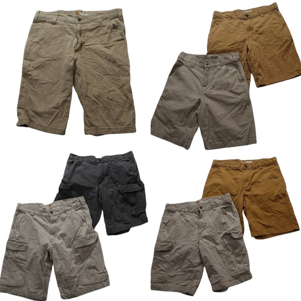古着卸 カーハート Carhartt ダックショートパンツ 7枚セット メンズ 30 |33 |34 カーゴ ベージュ ワーク 古着 NA4847
