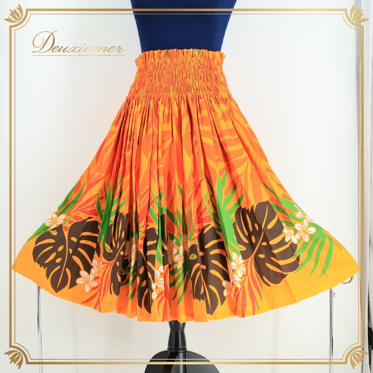 茶色系 フラダンス用パウスカート パニエ（ペチコート）付き 日本製