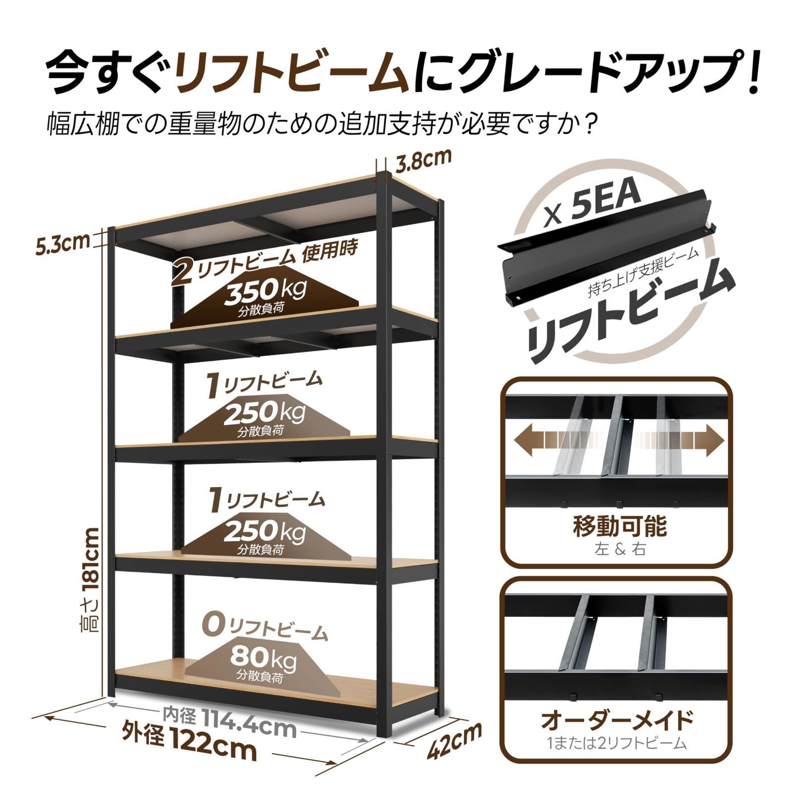 数量 ブラック 高さ180 ホームダント 奥行40 高さ調整 幅120 棚 5段 収納棚 キッチン メタルラック スチールラック クローゼット ラミネート ガラージ 高耐荷重 オフィス 組立簡単 業務用 House 重量物 HOMEDANT
