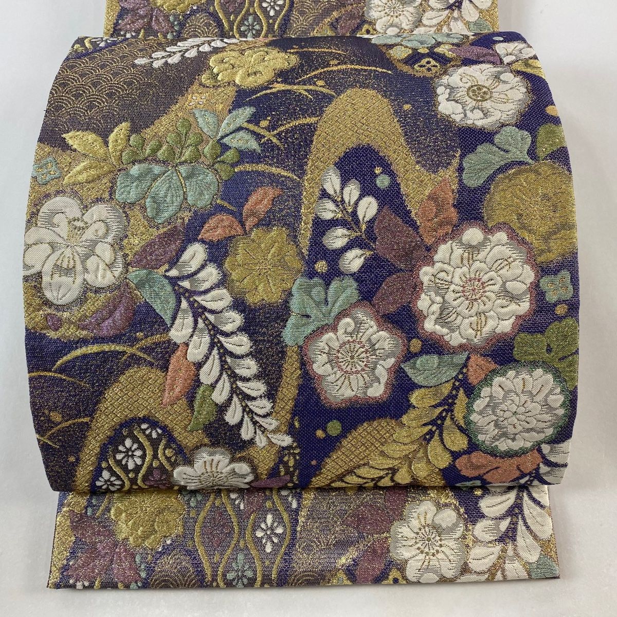 袋帯 美品 名品 手先通り やまと 辻が花柄 青海波 金糸 箔 薄紫 袋帯 美品 名品 手先通り やまと 辻が花柄 青海波 金糸 箔 薄紫