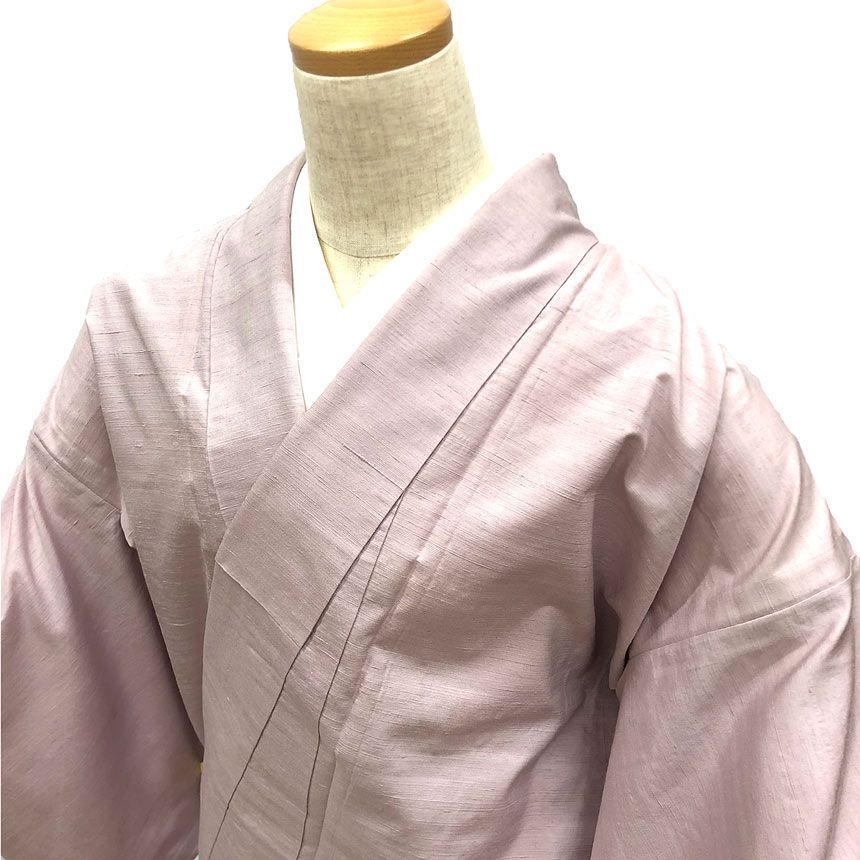 京やH183 正絹 単衣 紬 天然草木染 米沢織物 米沢紬 織元神松織物 美