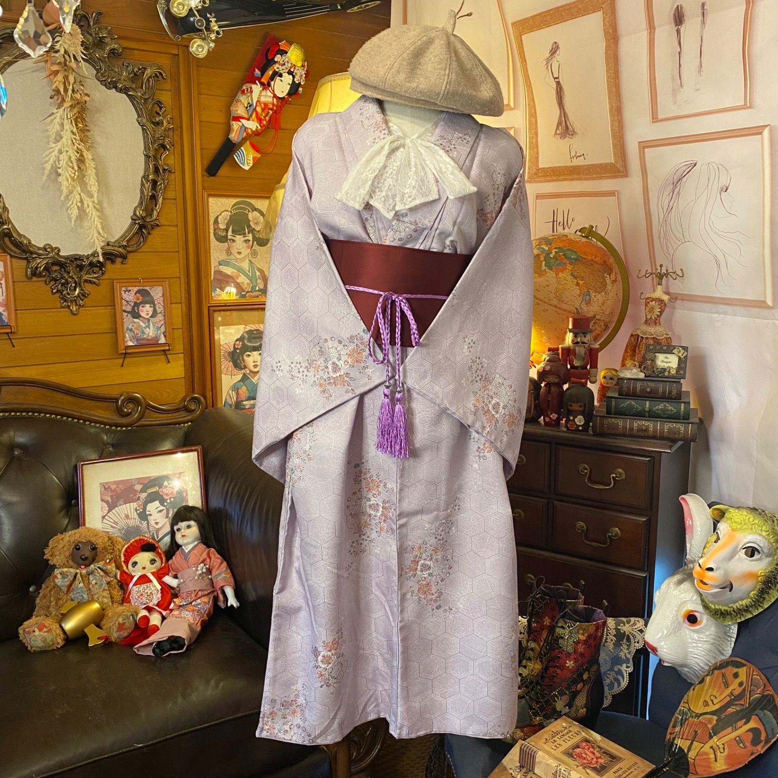 和洋折衷 着物 リメイク ワンピース ドレス 洗える 化繊 帯 和洋折衷 着物 リメイク ワンピース ドレス 洗える 化繊 帯