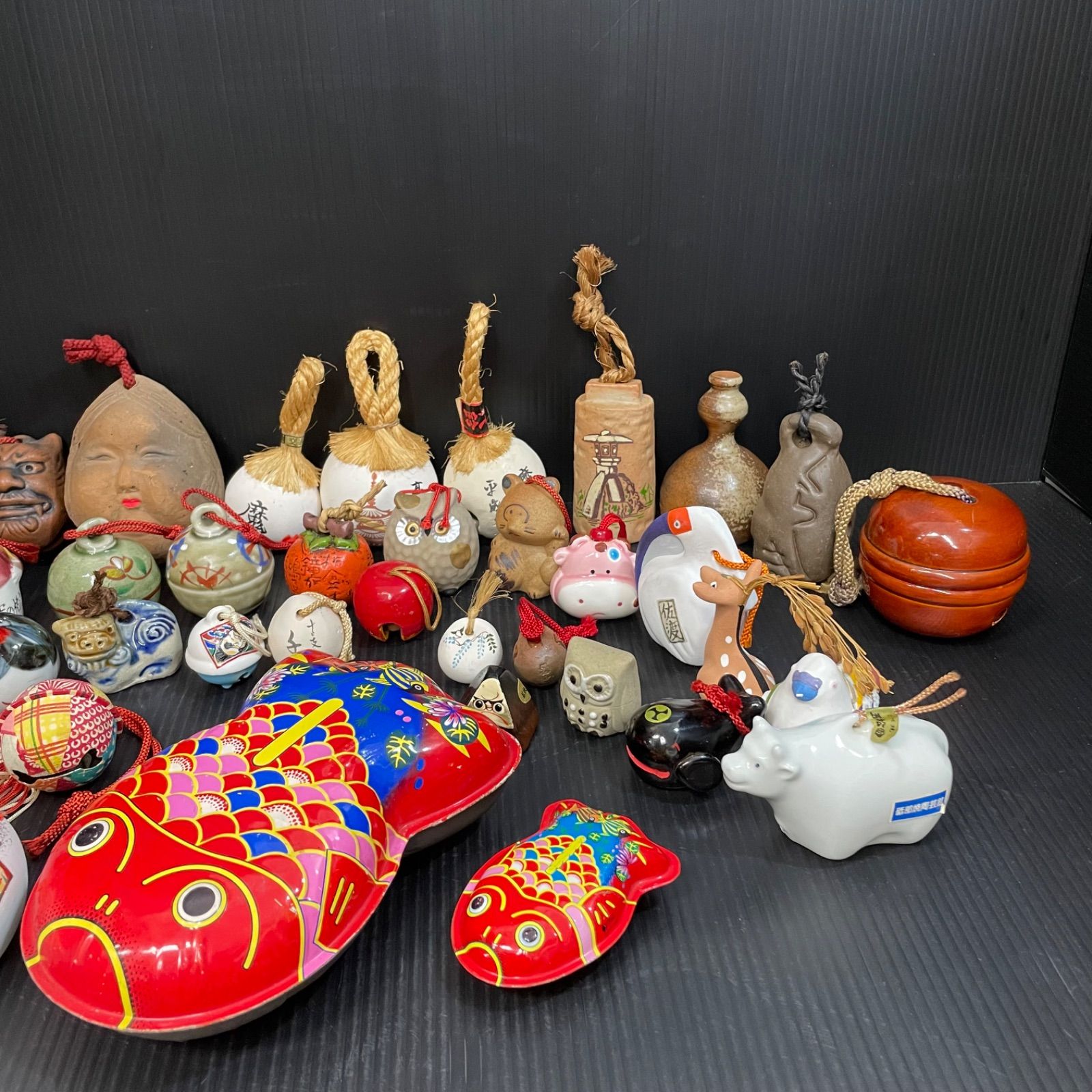 陶器　置物　土鈴　まとめて　骨董品　土産物 郷土玩具 土鈴 置物 縁起物 まとめ売り 約40点以上 鯛 だるま