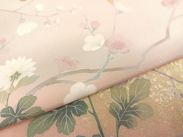 平和屋着物○十日町友禅作家 松雨 訪問着 枝花文 暈し染め 金銀彩 正絹  