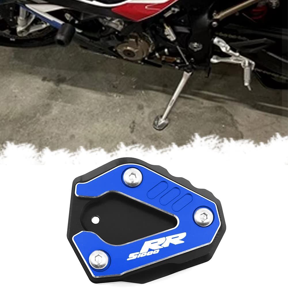 For S1000RR S1000 RR S 1000 RR 2019-2022 2023 オートバイキックスタンドサイドスタンド拡大延長パッド s1000 rr アクセサリー (青)