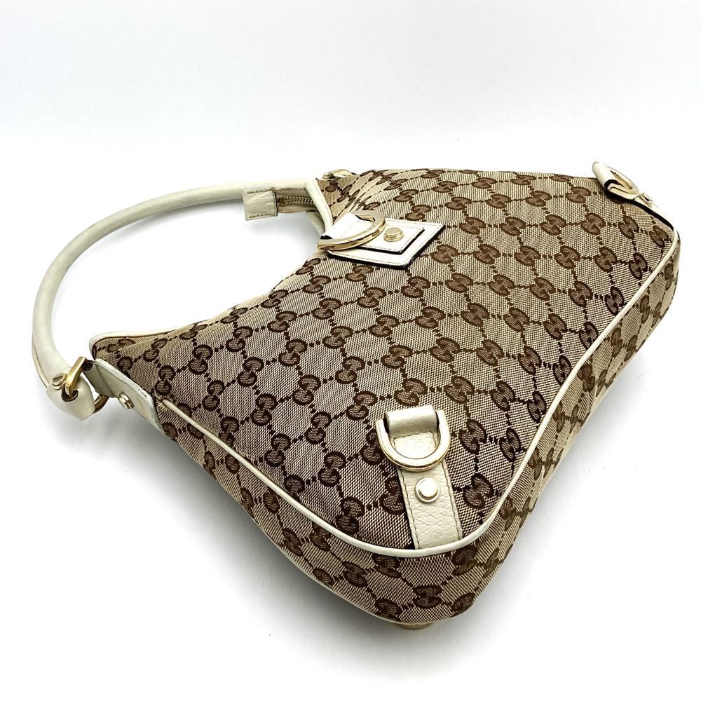 GUCCI グッチ  130738 ショルダーバッグ ワンショルダー アビー GGキャンバス ゴールド金具 ベージュ ホワイト 茶色 白 レディース 【中古】 GUCCI グッチ 130738 ショルダーバッグ ワンショルダー アビー GG