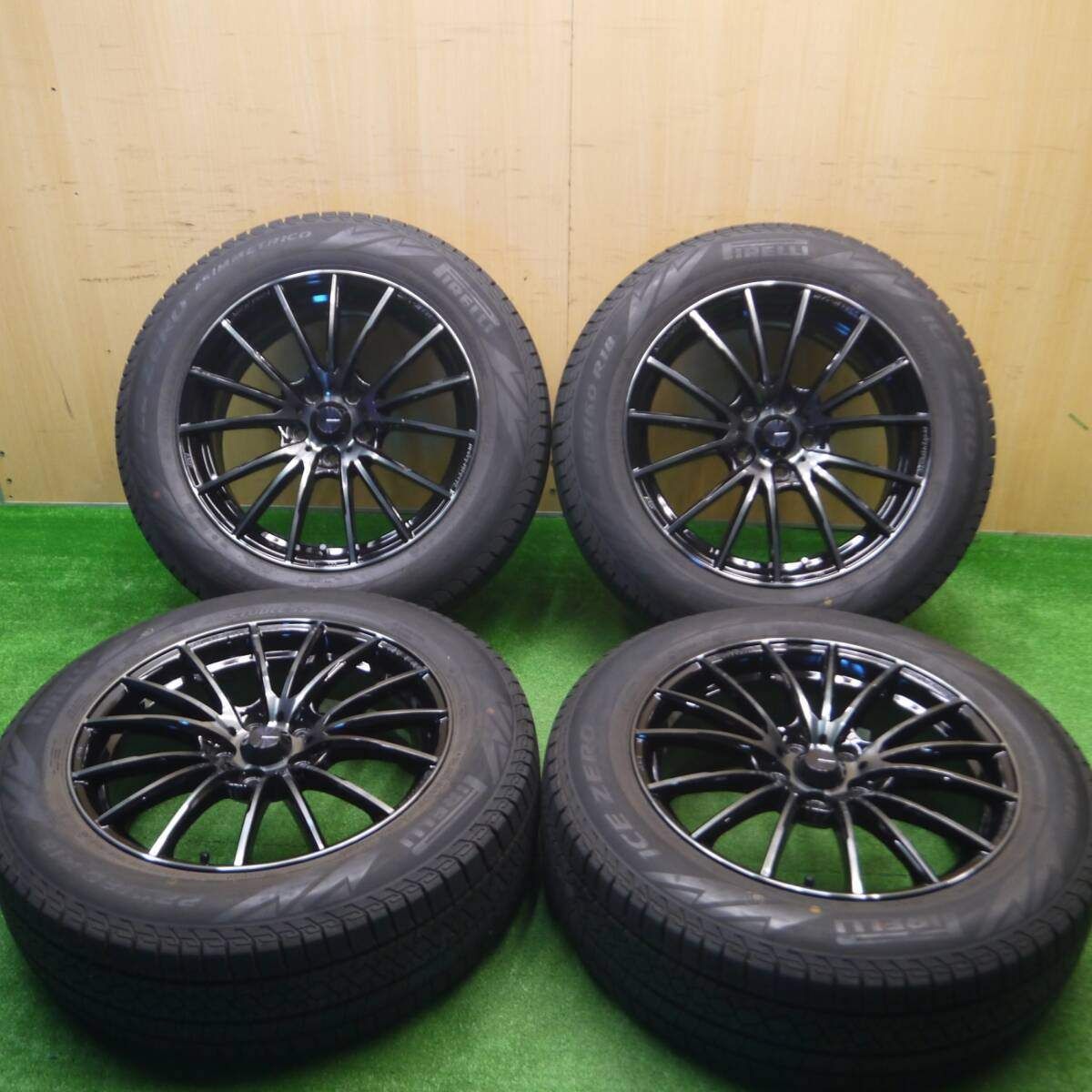 バリ溝 22年 キレイ 9.5分以上 WedsSport SA-35R AMF 225 60R18 スタッドレス ピレリ アイスゼロ アシンメトリコ ウェッズスポーツ PCD114.3 5H 4101105Hス