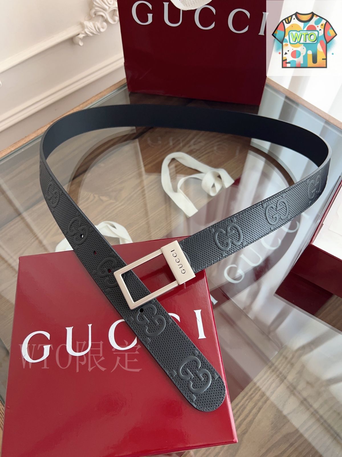 今日WTO】Gucci スクエアバックルニューベルト-1-XC49 - メルカリ