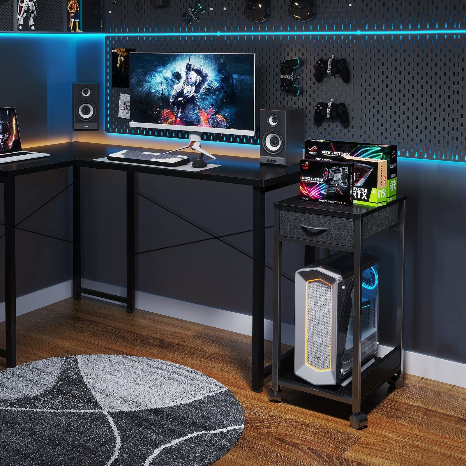 ★ 馴染むデザイン　PCラックプリンター台 キャスター 引き出し付き キャスター 引き出し付き 馴染むデザイン PCラックプリンター台