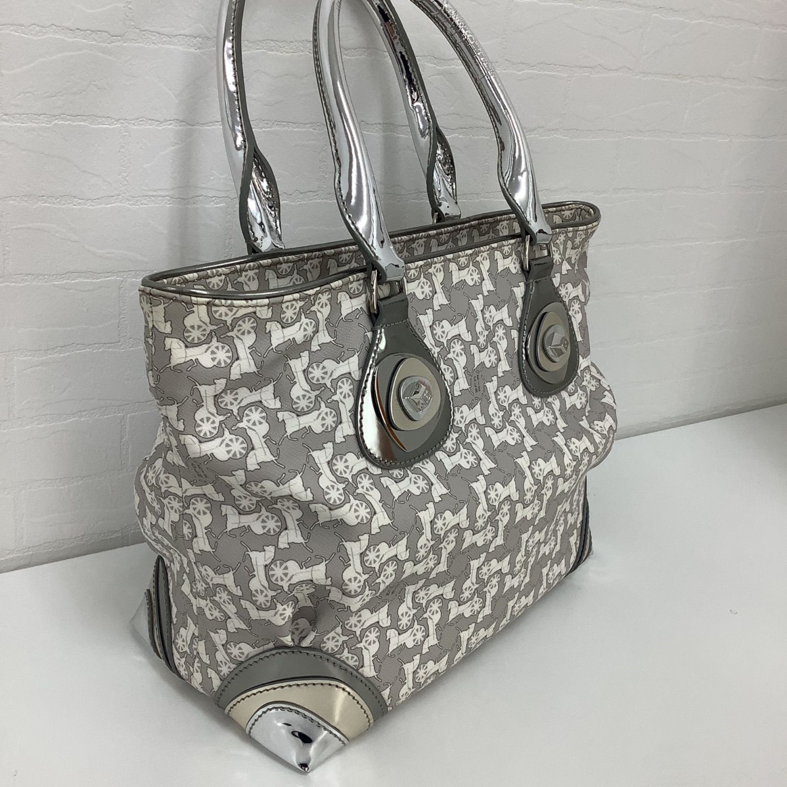 CELINE グレー トートバッグ CELINE セリーヌ トートバッグ グレー シルバー ホワイト