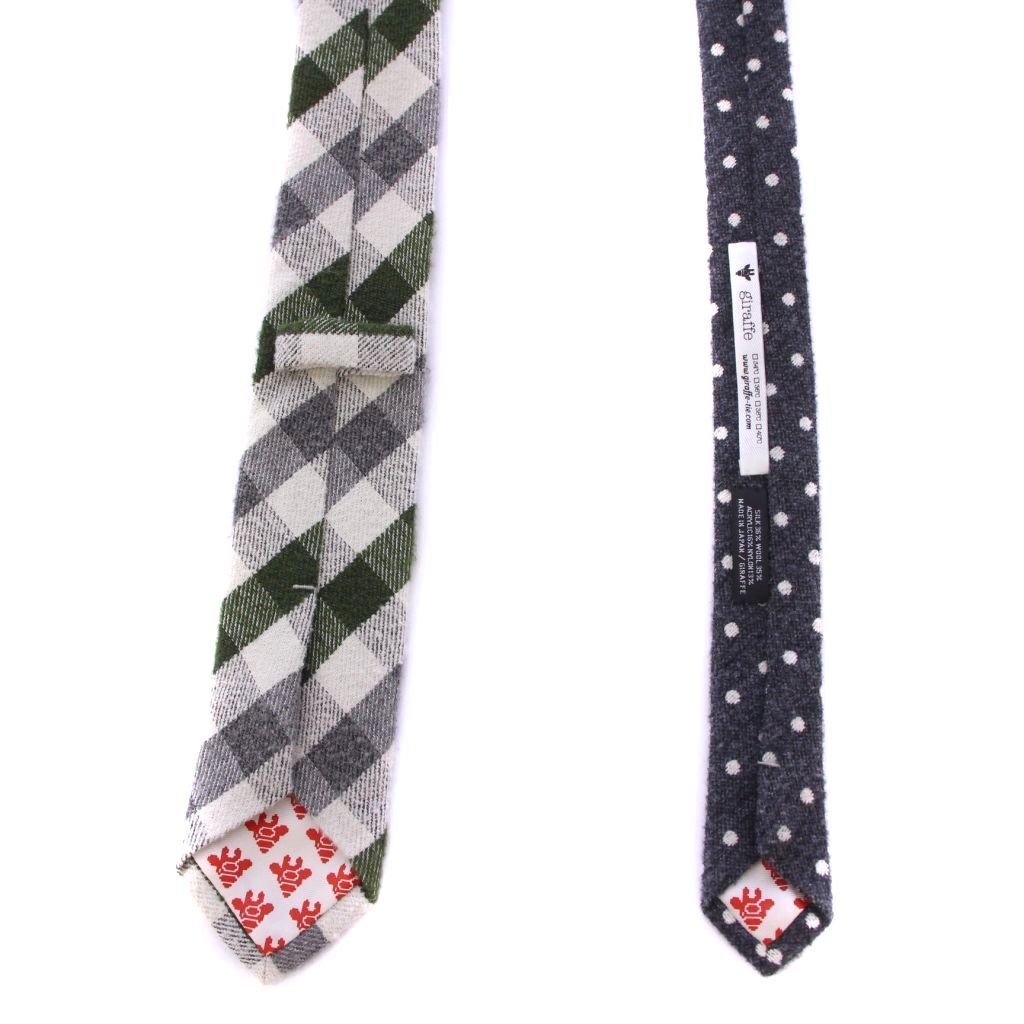 ジラフ giraffe ネクタイ チェック柄 ドット柄 シルク ウール 日本製