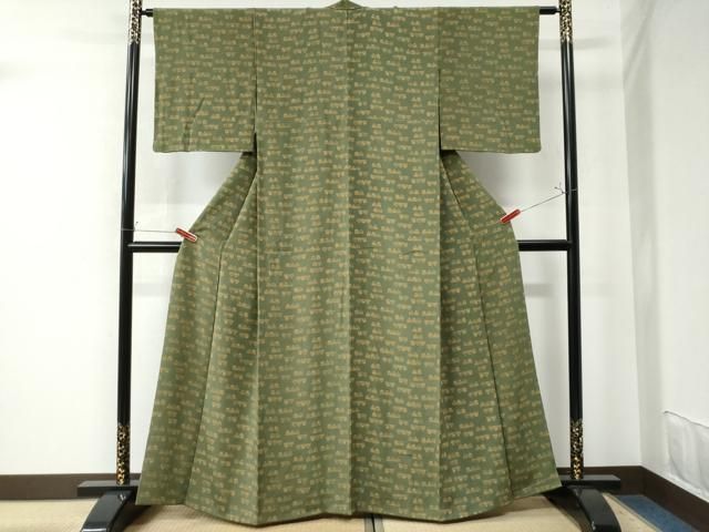 平和屋着物○上質な小紋 手描き 百人一首 金彩 鬼しぼ縮緬 正絹 逸品 未