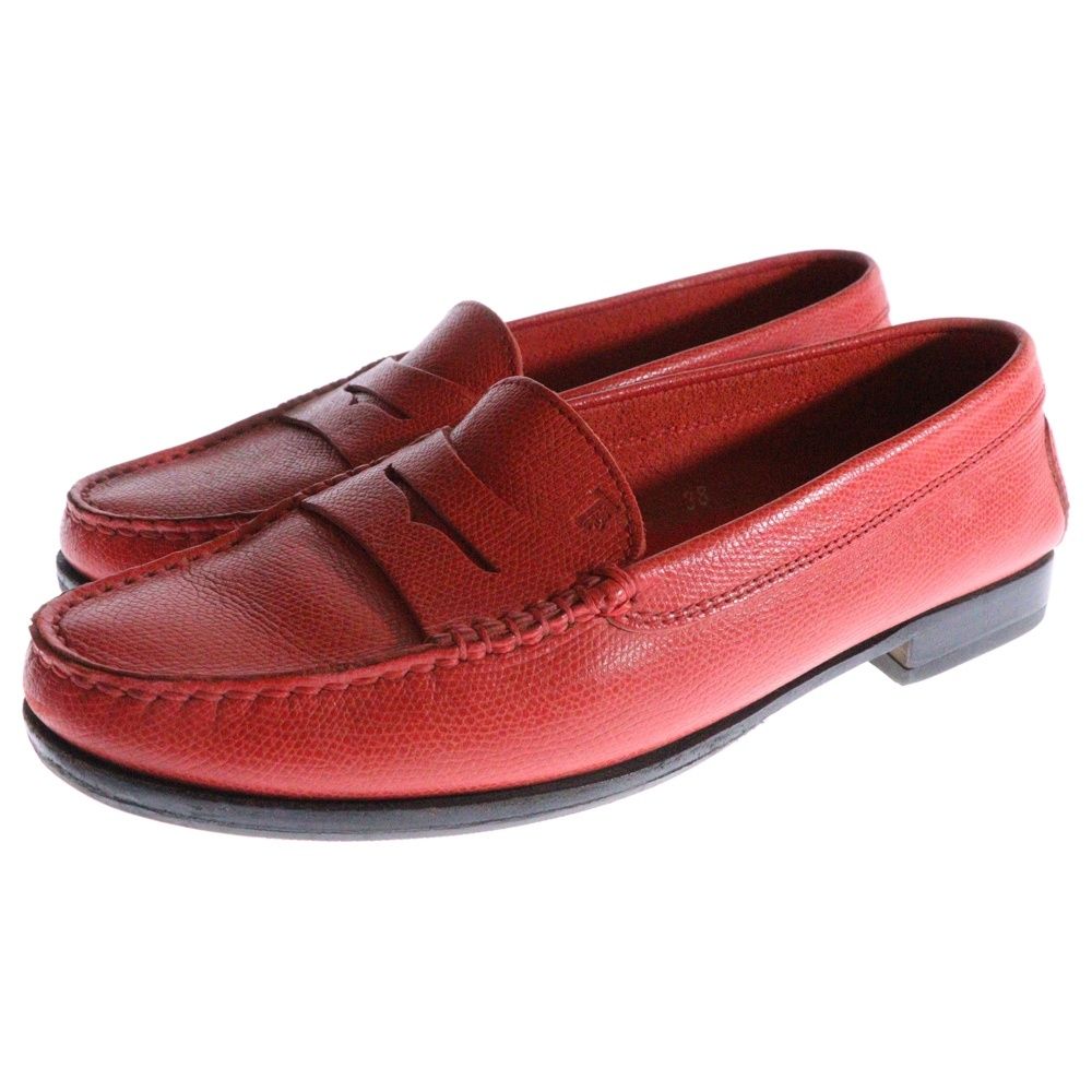 TOD'S レッド モカシン TOD'S (トッズ) モカシン レザー ドライビング コインローファー