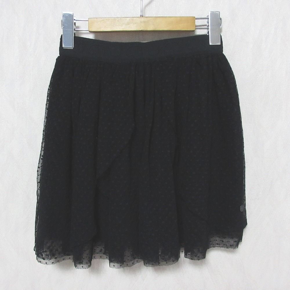美品 Christian Dior クリスチャンディオール ドット柄 イージー フレア チュールスカート キッズサイズ 8 ブラック キッズ 古着 中古 USED