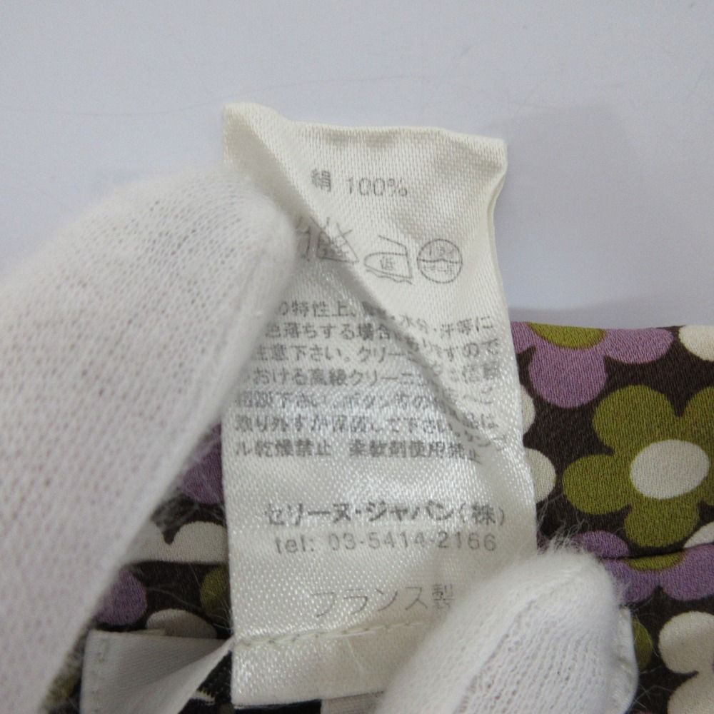 CELINE セリーヌ フラワープリント シルク シャツ サイズ38 パープル  