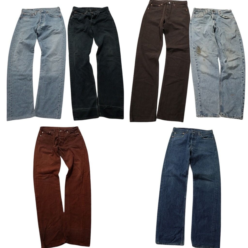 古着卸 リーバイス デニム パンツ 6枚セット メンズ 32 |33 |34 501 550 インディゴブルー 茶色 古着 NA7084