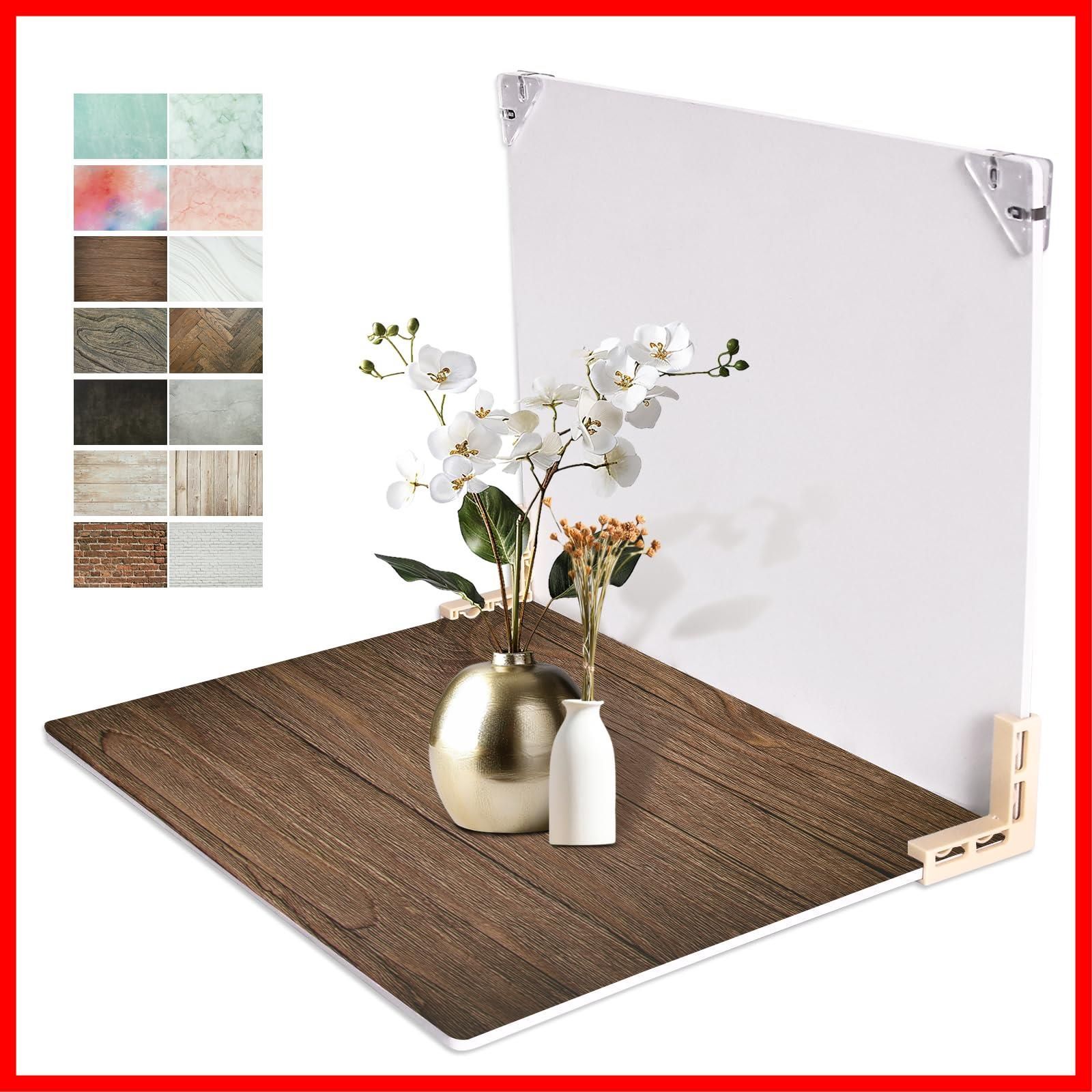 40x30cm EMART撮影背景ボード 背景板 黒白両面2枚 背景紙7枚14色40 x 29.5 cm背景紙2枚両面2色7色テクスチャ図案セット背景紙小物、製品、グルメ、雑誌、アクセサリー撮影など（専用クリップ2個と