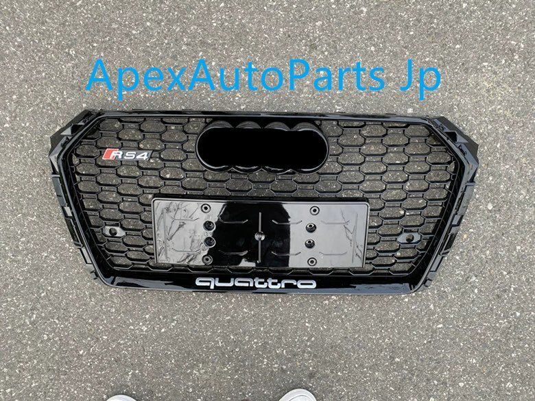 アウディA4L 改造 RS4 グリル B9 ハニカムフロントバンパーグリル 17 18 19 年モデル S4 改造フロントフェイス エンブレム付き