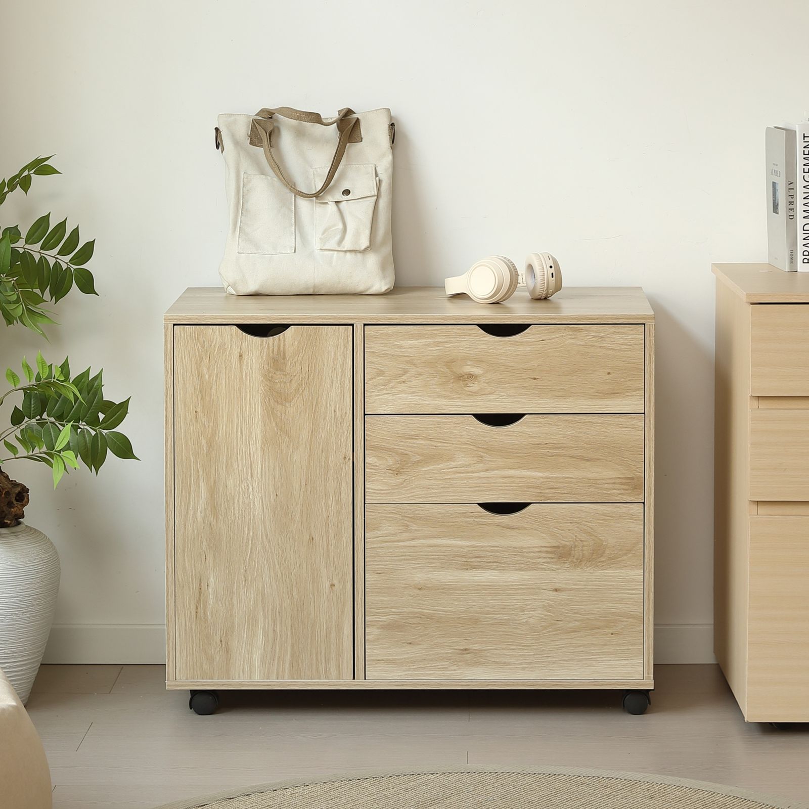 キャビネット幅80 北欧 サイドボード チェスト キャスター付き 引き出し 3段 キャビネット幅80 北欧 サイドボード チェスト キャスター付き