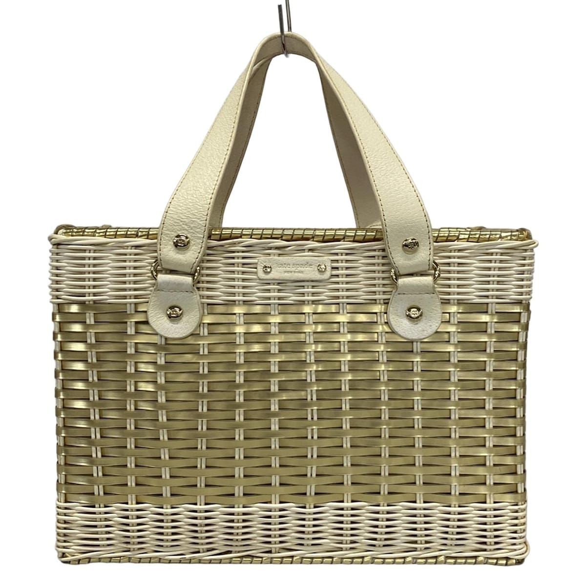 Kate spade ケイトスペード トートバッグ - アイボリー×ゴールド かごバッグ レザー