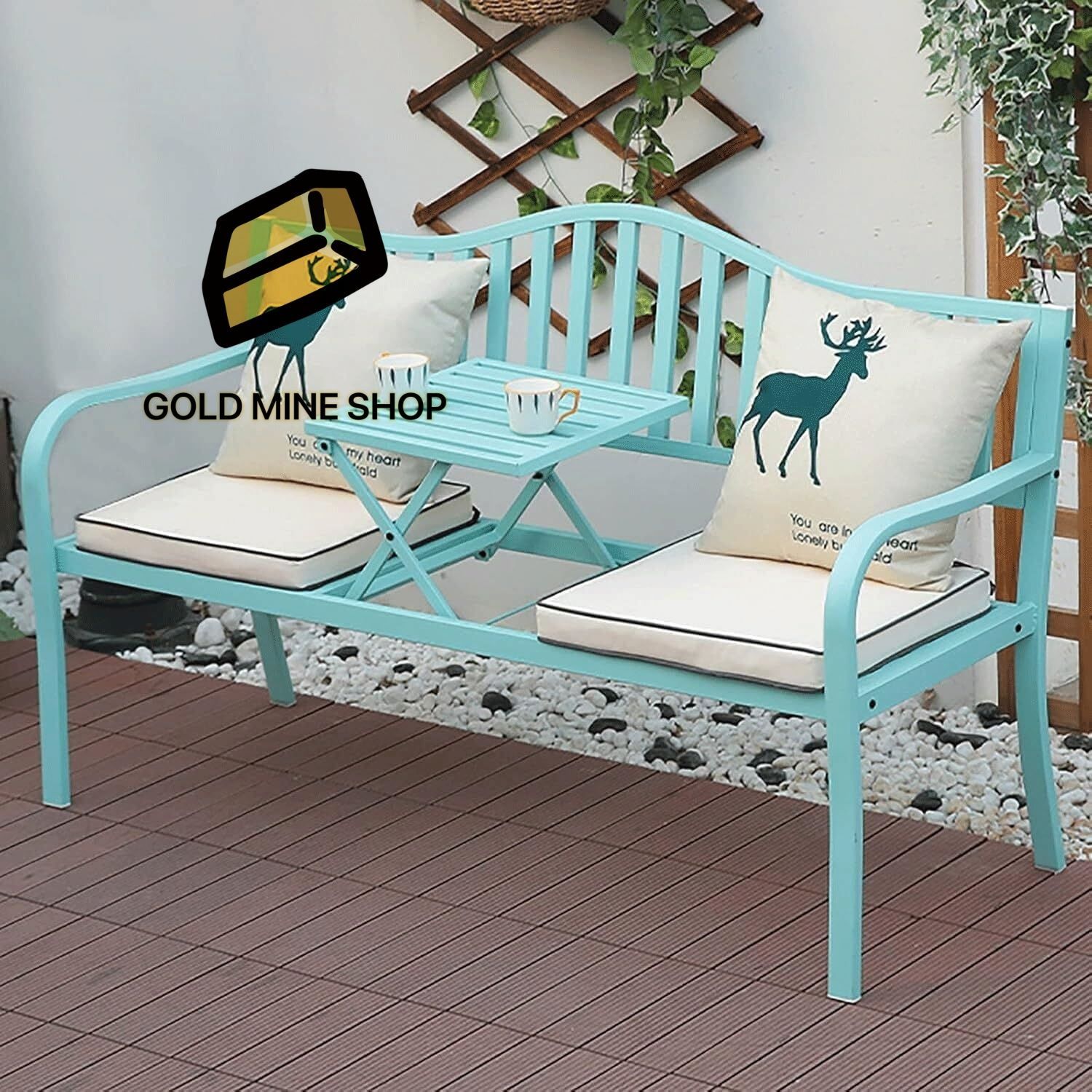 大好評 ガーデンベンチ 屋外 休憩所 庭のベンチ ベランダ 椅子 ベンチは防水性と耐日光性 防蝕木材 中庭や庭園に適した 耐荷重約500 kg ライトブルー