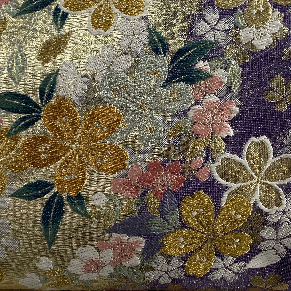 美品】 袋帯 秀品 桜 花びら 金銀糸 箔 紫 六通 正絹 【中古】 - メルカリ