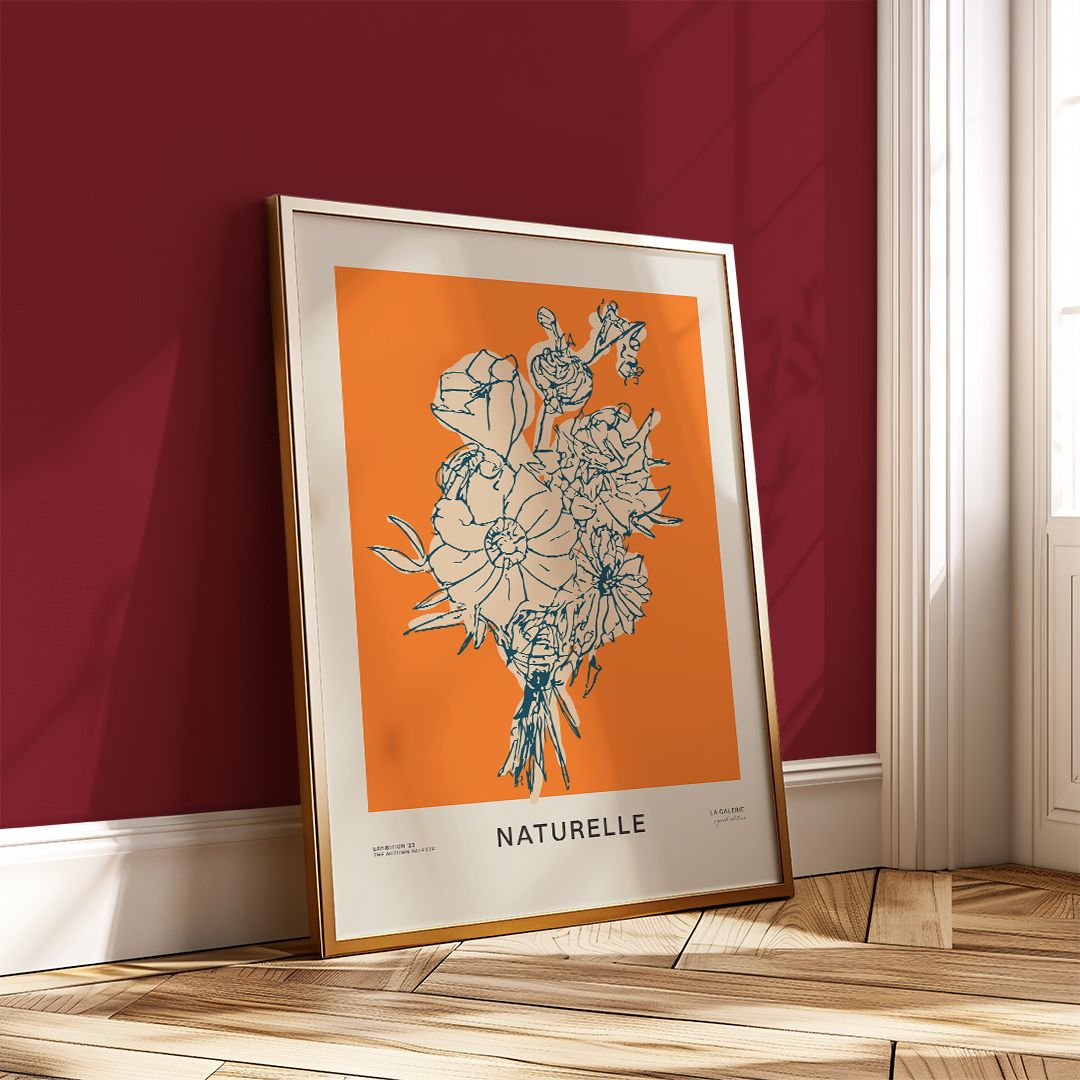 Maurizio Cattelan ポスター 絵画 アート 北欧雑貨 インテリア アートポスター NATURELLE ボタニカル スケッチ オレンジ