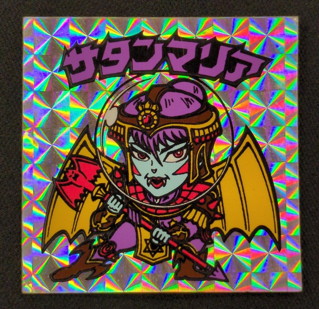 旧ビックリマンシール　第５弾ヘッド　サタンマリア　金プリズム 旧ビックリマン【サタンマリア】アンカットシール 5弾 ヘッド 金