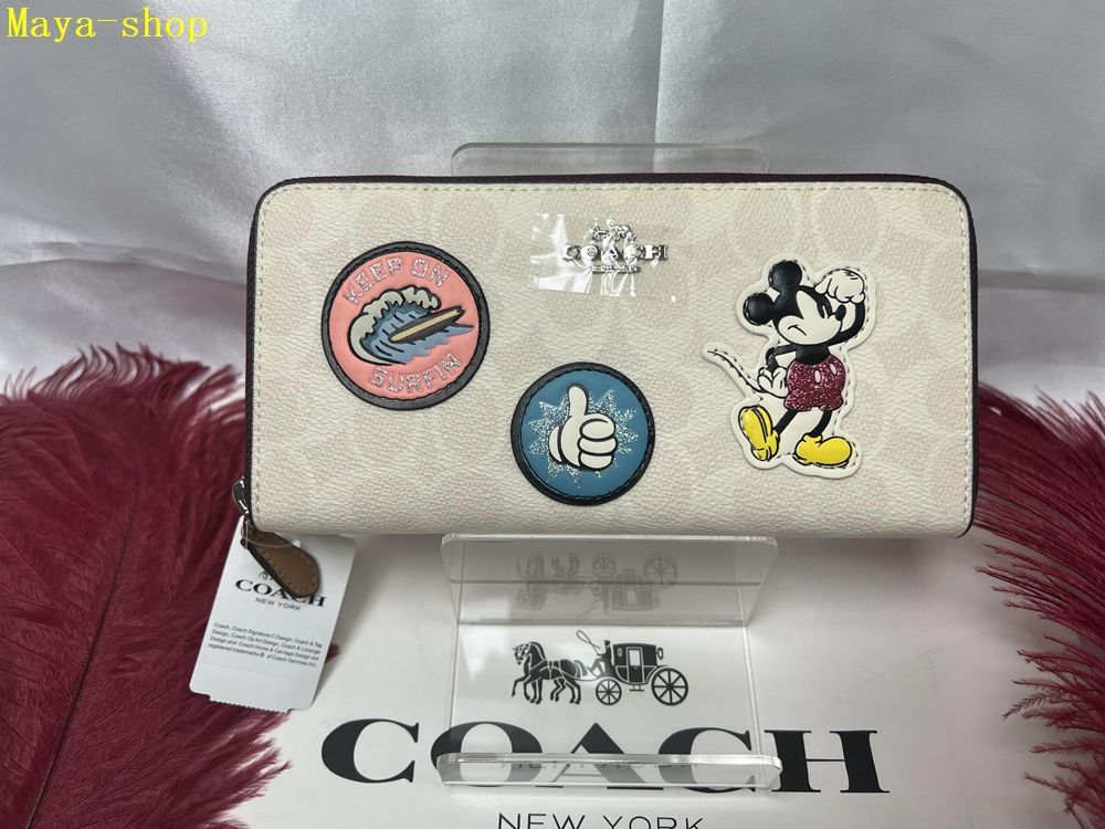 コーチ COACH 長財布  財布 シグネチャーコーチ ディズニーコラボ ホワイトマルチ バレタインディー プレゼント ギフト 贈り物 財布 レディース 新品未使用 ブランド    F3733 V237 8