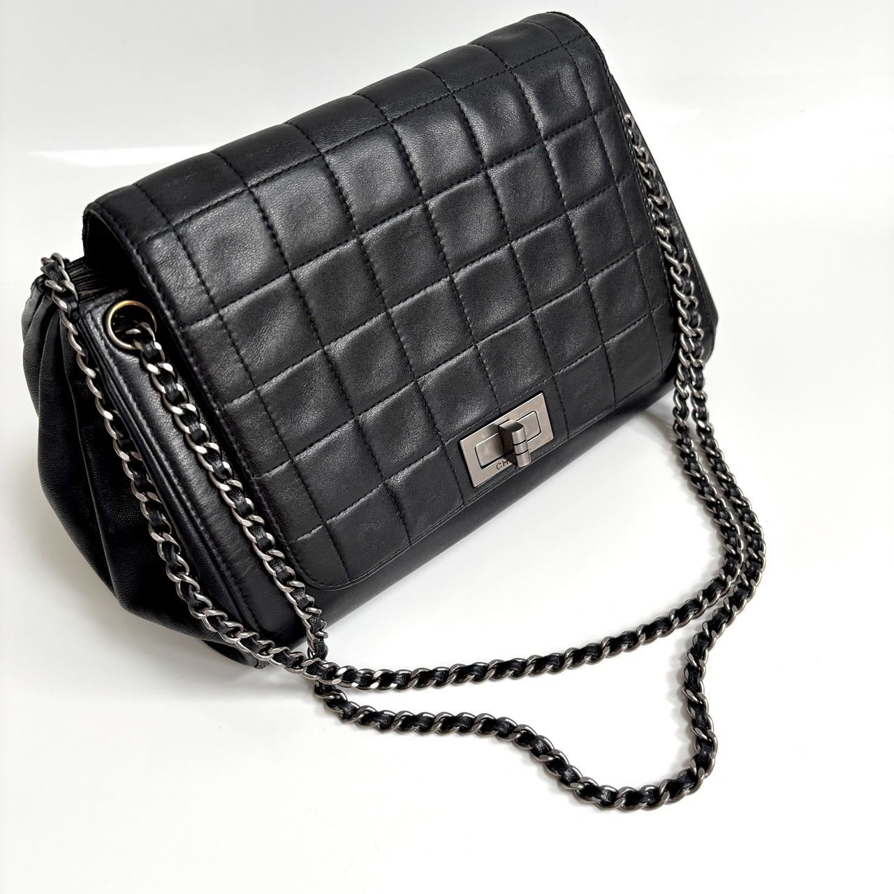 美品 CHANEL シャネル チョコバー 2.55 ラムスキン レザー チェーン