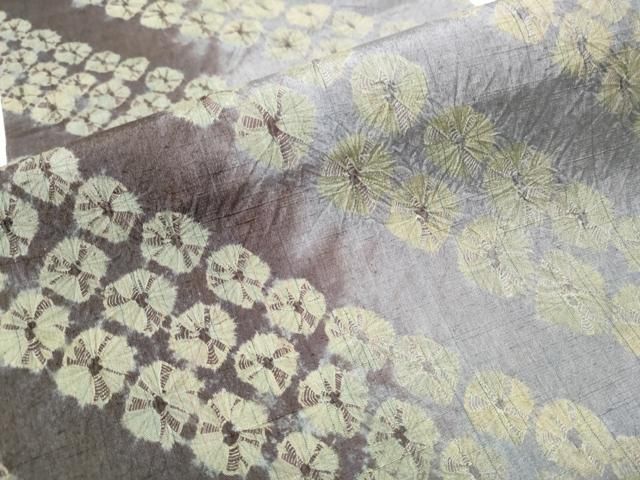 平和屋着物○菅原工房 菅原結作 漢方染紬 両面 全通柄袋帯 蜘蛛絞り