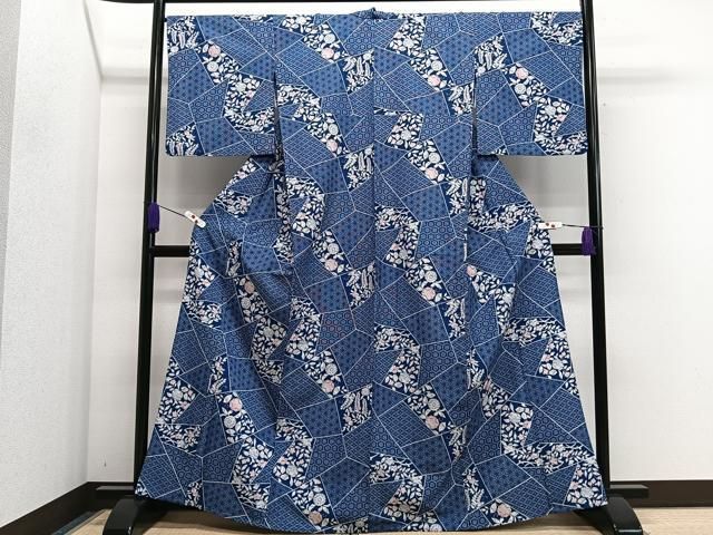 平和屋着物▽小紋　単衣　縞　洗える着物　AAAU8576fy 平和屋着物▽小紋 単衣 縞 洗える着物 AAAU8576fy