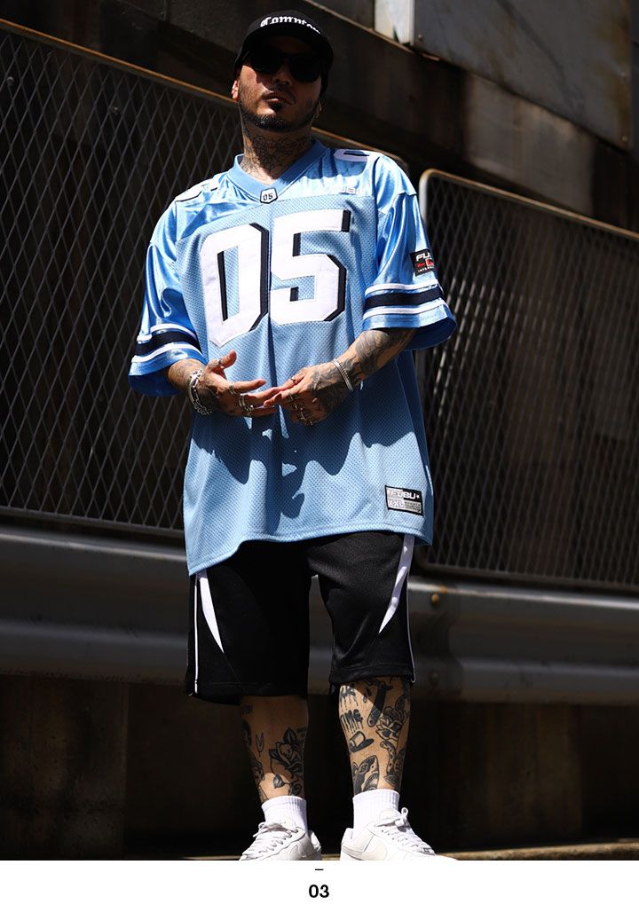 FUBU Vネック 半袖 フットボールシャツ ジャージ Tシャツ ゲームシャツ