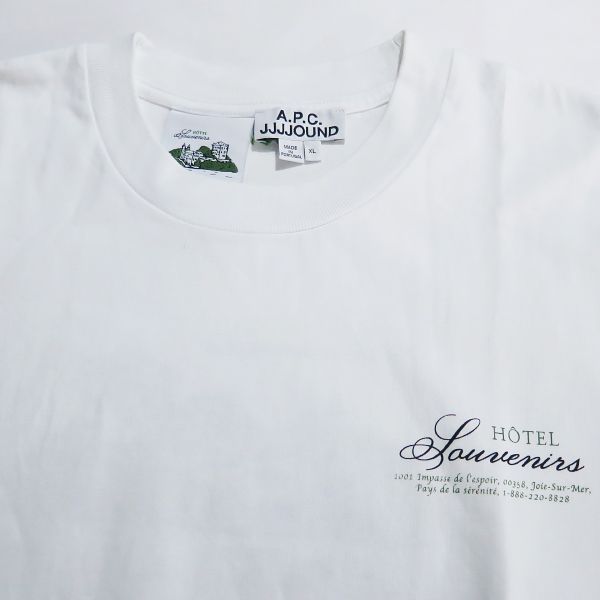 A.P.C. アーペーセー x JJJJound ジョウンド HOTEL SOUVENIRS TEE 24245-1-90161 ホテル スーベニア Tシャツ ショートスリーブ 半袖 ホワイト