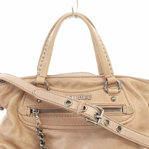 ミュウミュウ ハートチャーム レザー ハンドバッグ ショルダーバッグ