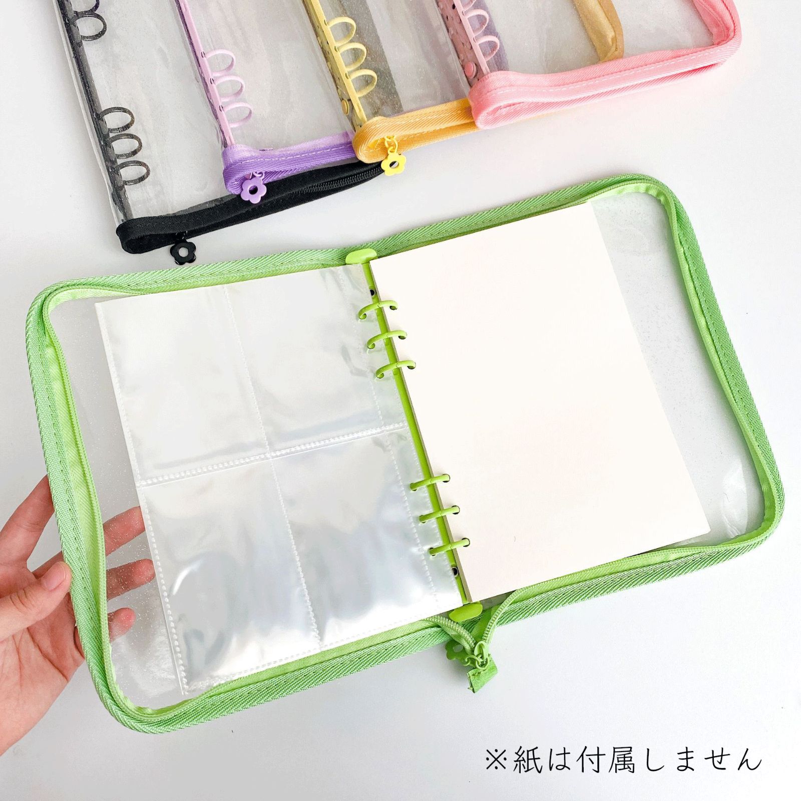 韓国文具 A5 スら 6穴ファスナー バインダー 4ポケットリフィル付