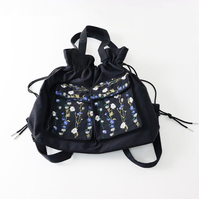 新品✨️刺繍　SUPER HAKKA glanta 花柄リュック　ブラック　黒色 SUPER HAKKA（スーパーハッカ） デイバック リュック 「glanta