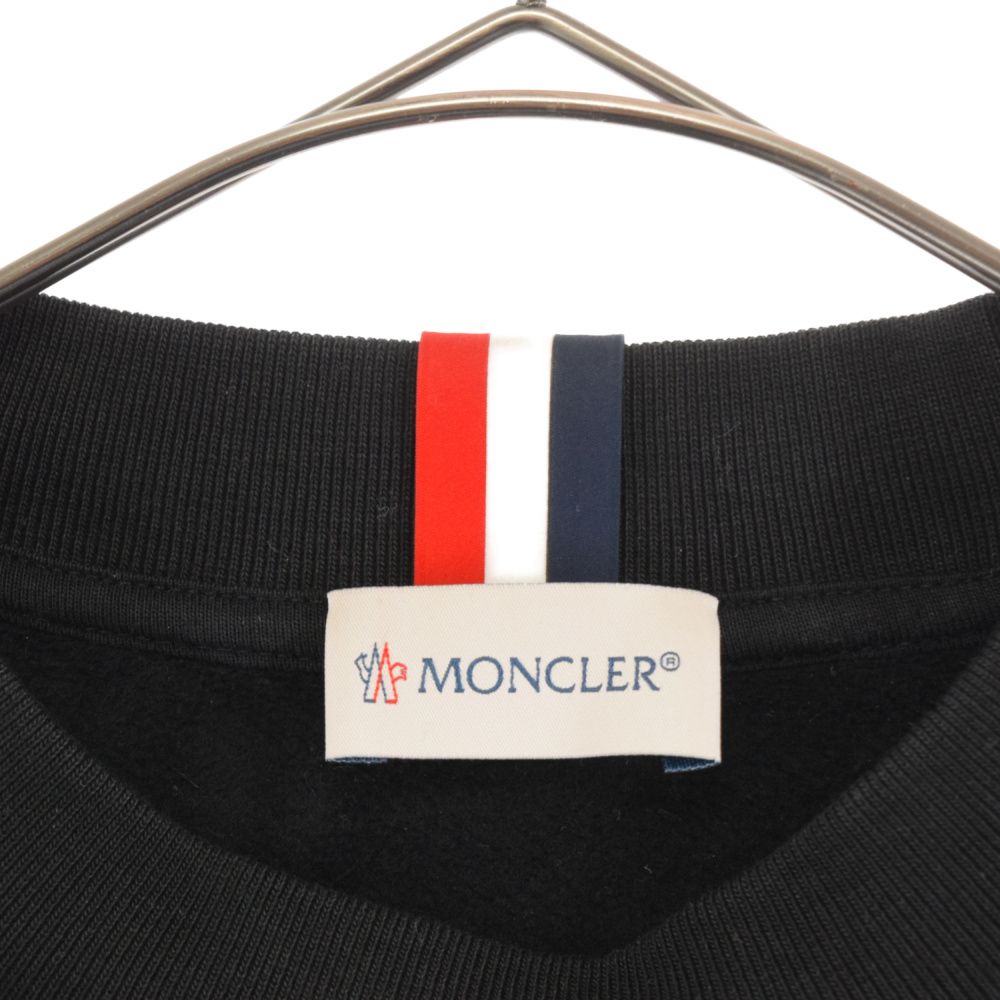 MONCLER (モンクレール) MAGLIA GIROCOLLO フロントロゴクルーネックスウェットトレーナー ブラック D20918035300  - メルカリ